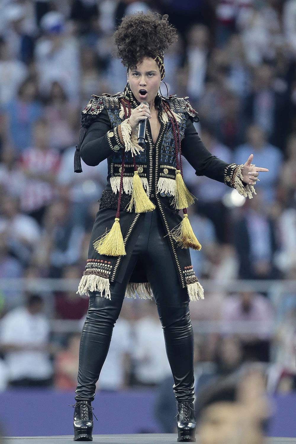 Alicia Keys performs at the UEFA Champions League Final - Leather