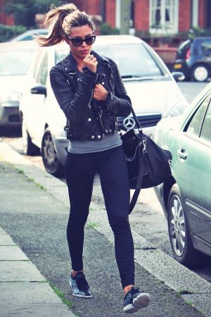 Abbey Clancy leaves her central London home to go to the gym