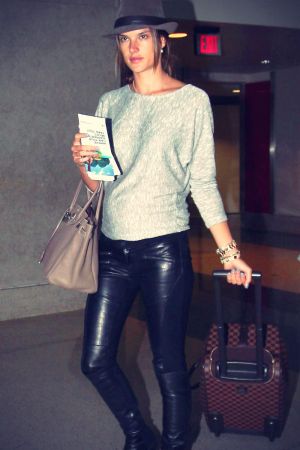 Alessandra Ambrosio arriving for a flight