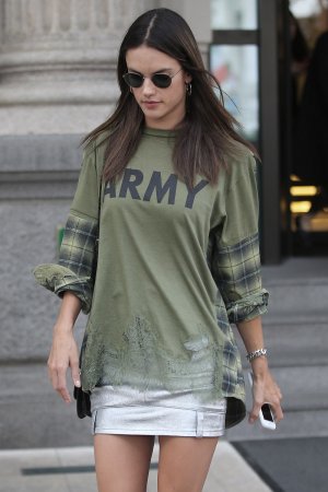 Alessandra Ambrosio leaves her hotel