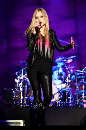 Avril Lavigne performs on stage as a part of her 2012 Black Star Tour at Guangzhou Gymnasium in Chin