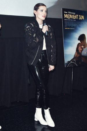 Bella Thorne Slays in Black Leather Look While Leaving Recording