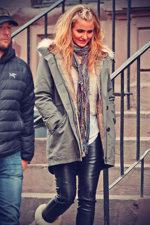 Cameron Diaz on the set of Annie in Upper Manhattan