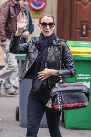 Celine Dion leaves her hotel to do a photoshoot