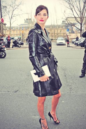 Delphine Chaneac arriving at the Versace Spring-Summer 2012 Haute Couture