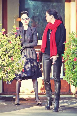 Dita Von Teese Goes for lunch with a friend