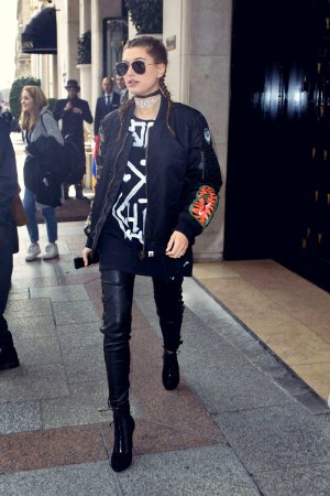 Hailey Baldwin leaving the George V Hotel