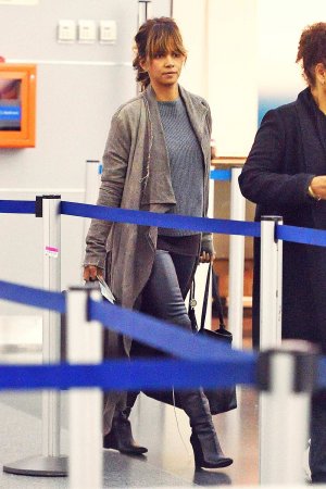 Halle Berry arrives to catch a flight at JFK airport
