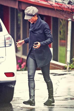 Halle Berry picking up her daughter from school