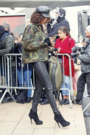 Joan Smalls outside the Michael Kors show