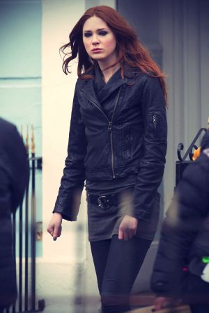 Karen Gillan at Doctor Who set