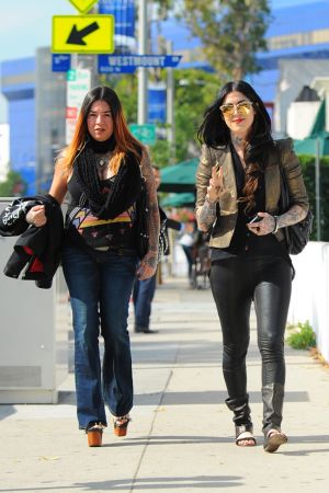 Kat Von D seen walking on Melrose Avenue in West Hollywood