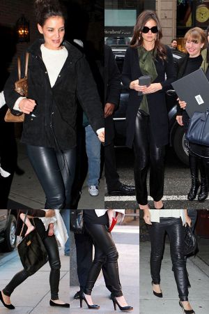 Katie Holmes leather mix