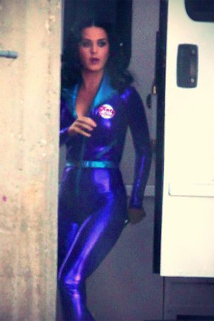 Katy Perry on the set of her new commercial for Popchips