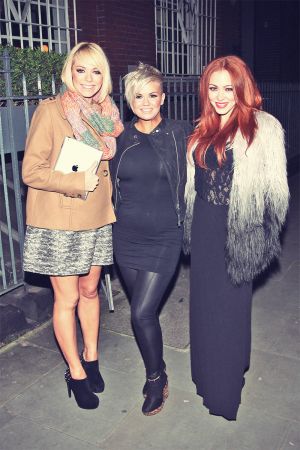 Kerry Katona, Natasha Hamilton and Liz McClarnon outside a recording studio