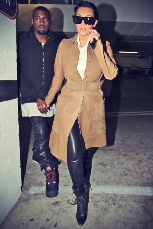 Kim Kardashian & Kanye West leave a medical building