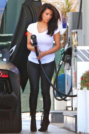 Kim Kardashian leather trousers