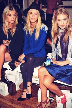 Laura Whitmore, Mary Charteris and Donna Air attend Gyunel Fashion Show