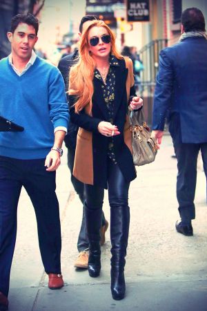 Lindsay Lohan outside her Soho apartment