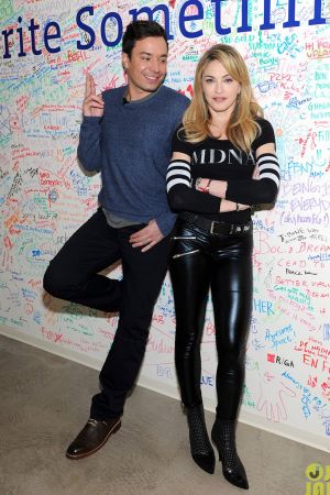 Madonna with Jimmy Fallon at the Facebook wall in NYC