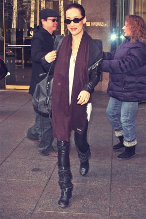 Maggie Q leaving the Sirius XM radio building