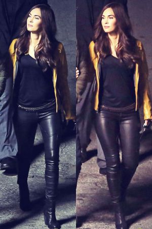 Megan Fox on the Teenage Mutant Ninja Turtles set