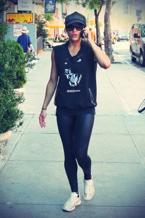 Michelle Rodriguez walks back to her East Village hotel