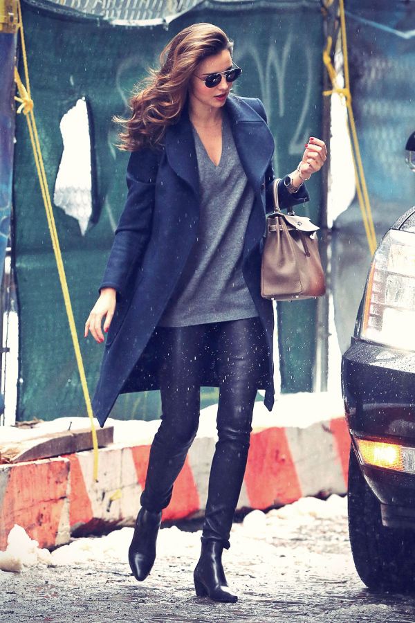 Miranda Kerr leaving Bloom’s house in leather pants