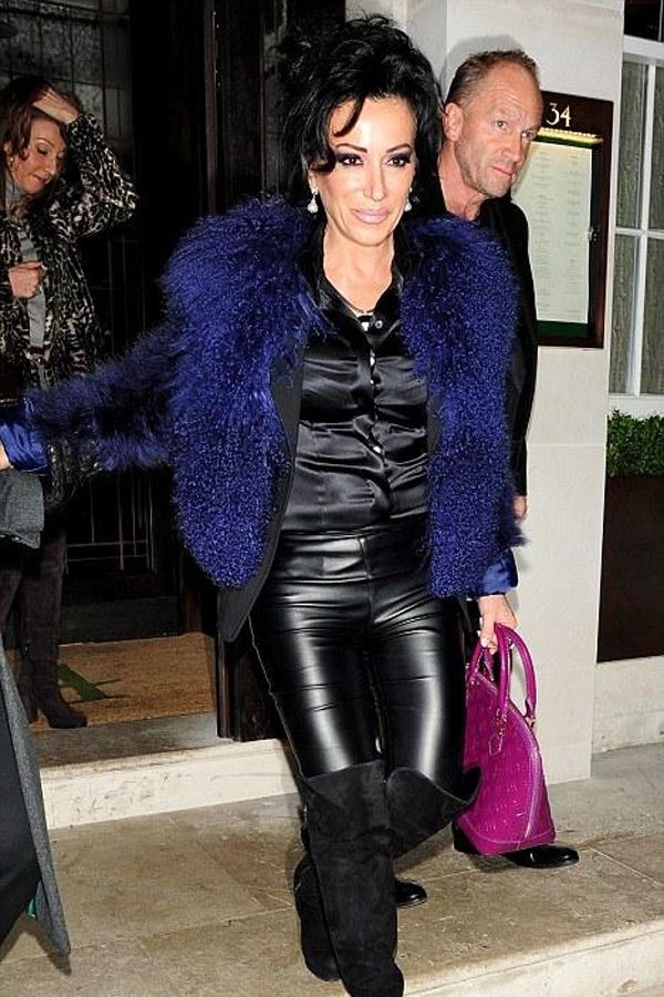 Nancy Dell’olio leaves steakhouse restaurant 34 after a night of dining in Mayfair