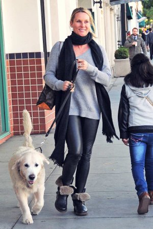 Nicollette Sheridan out with her dog in Beverly Hills