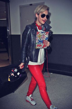 Rita Ora arriving on a flight at LAX Airport