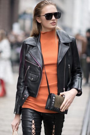 Romee Strijd is seen during Milan Fashion Week