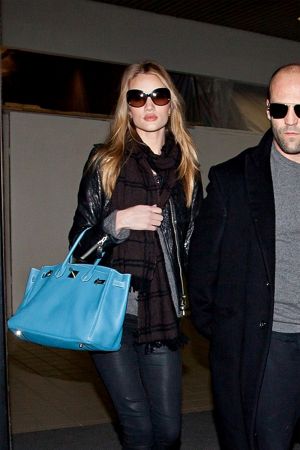 Rosie Huntington-Whitely arrive at LAX with boyfriend Jason Statham