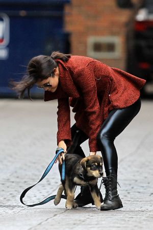 Selena Gomez out with her dog in Toronto