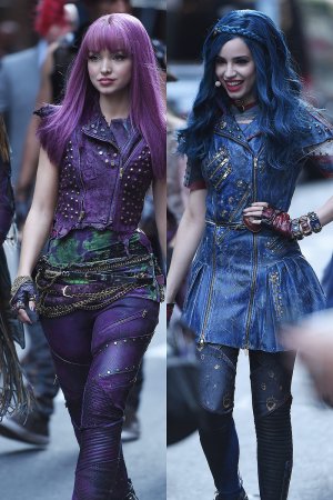 Sofia Carson and Dove Cameron seen at Good Morning America studios