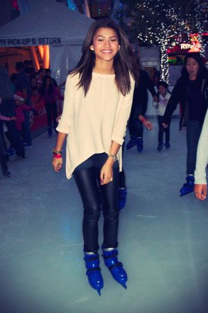 Zendaya is seen ice skating