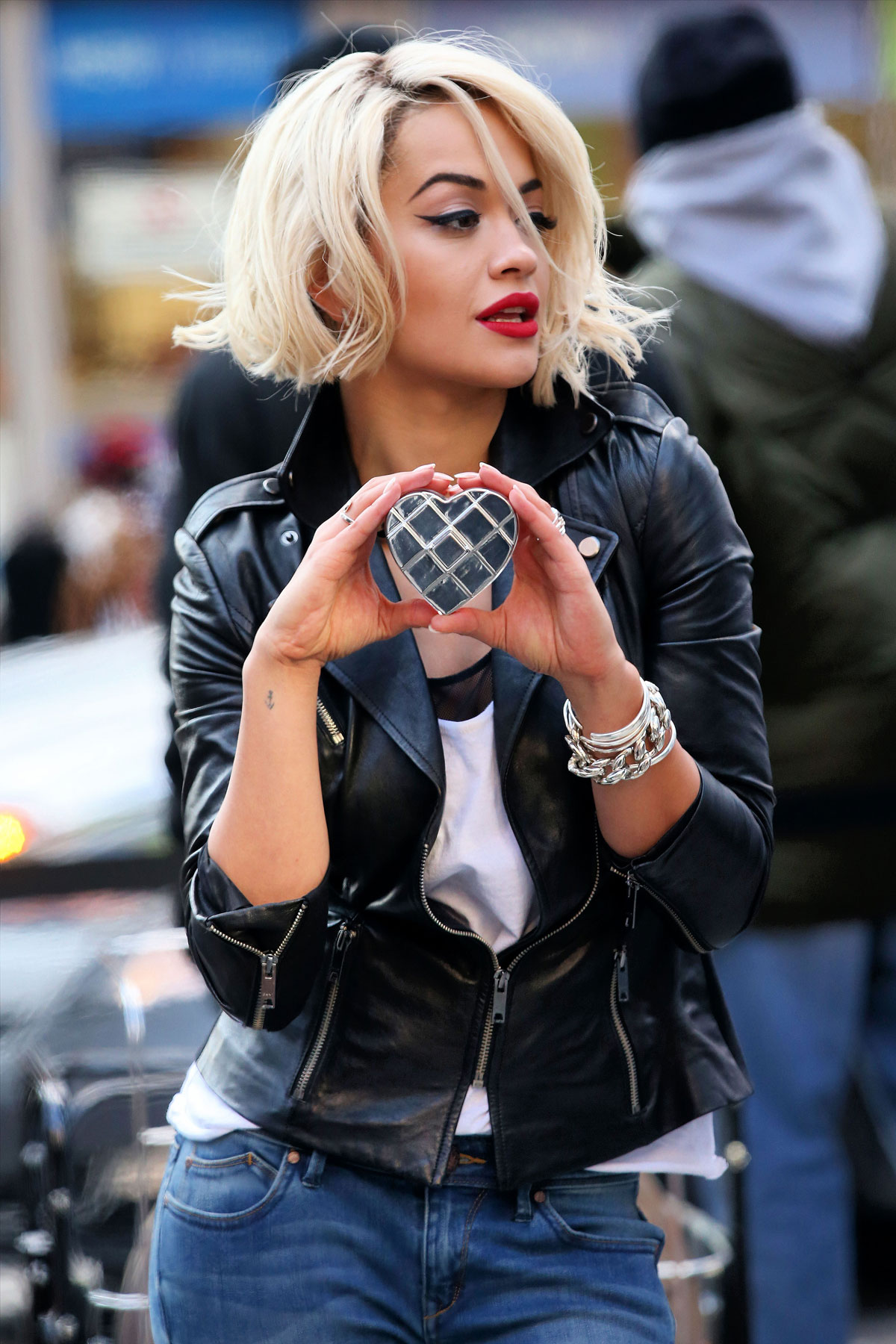 Rita Ora does a photo shoot in Times Square