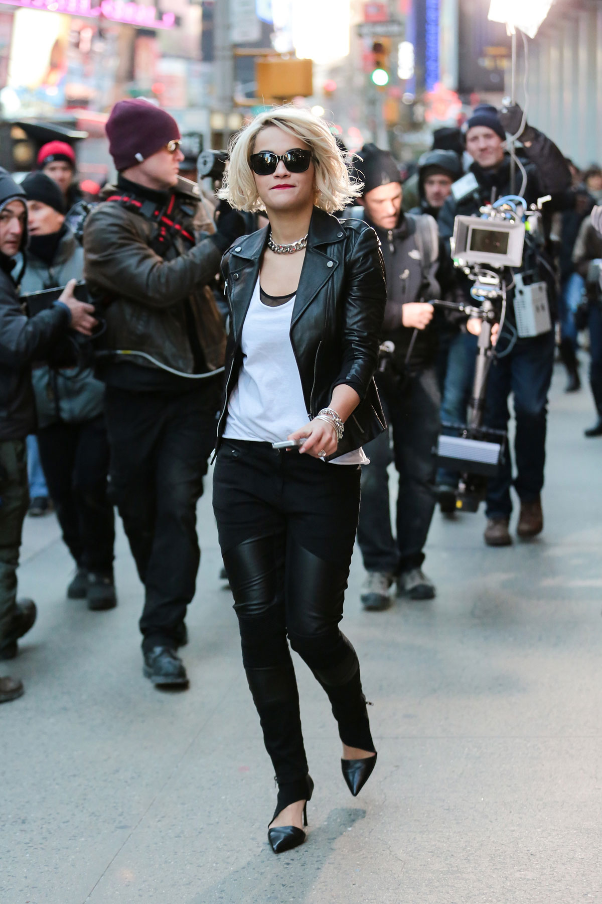 Rita Ora does a photo shoot in Times Square