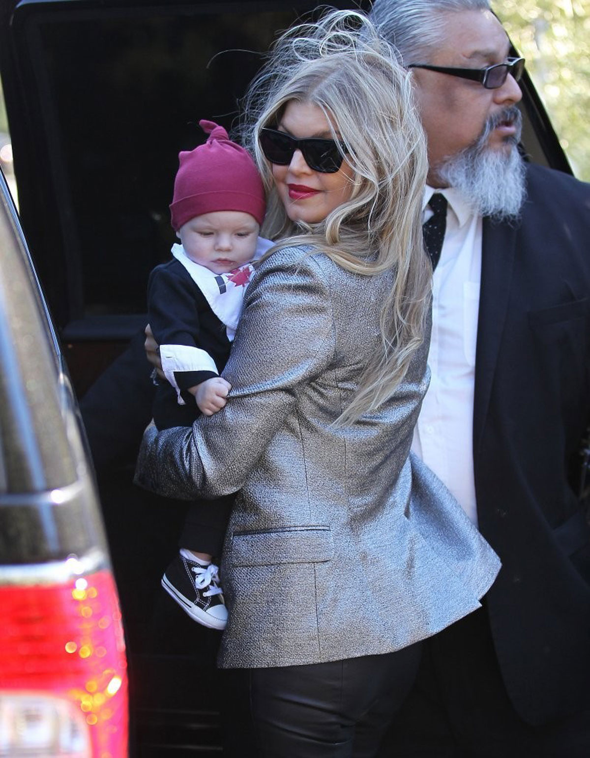 Fergie heads to a Christmas Day family gathering