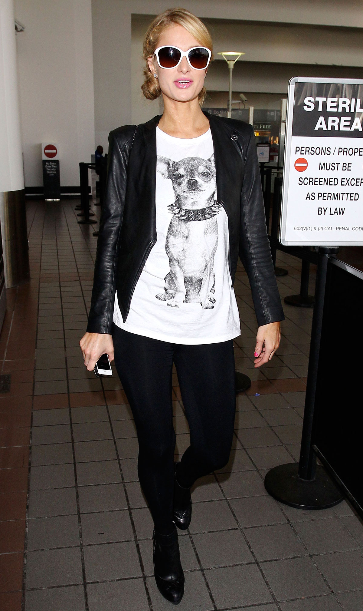 Paris Hilton walking through LAX airport