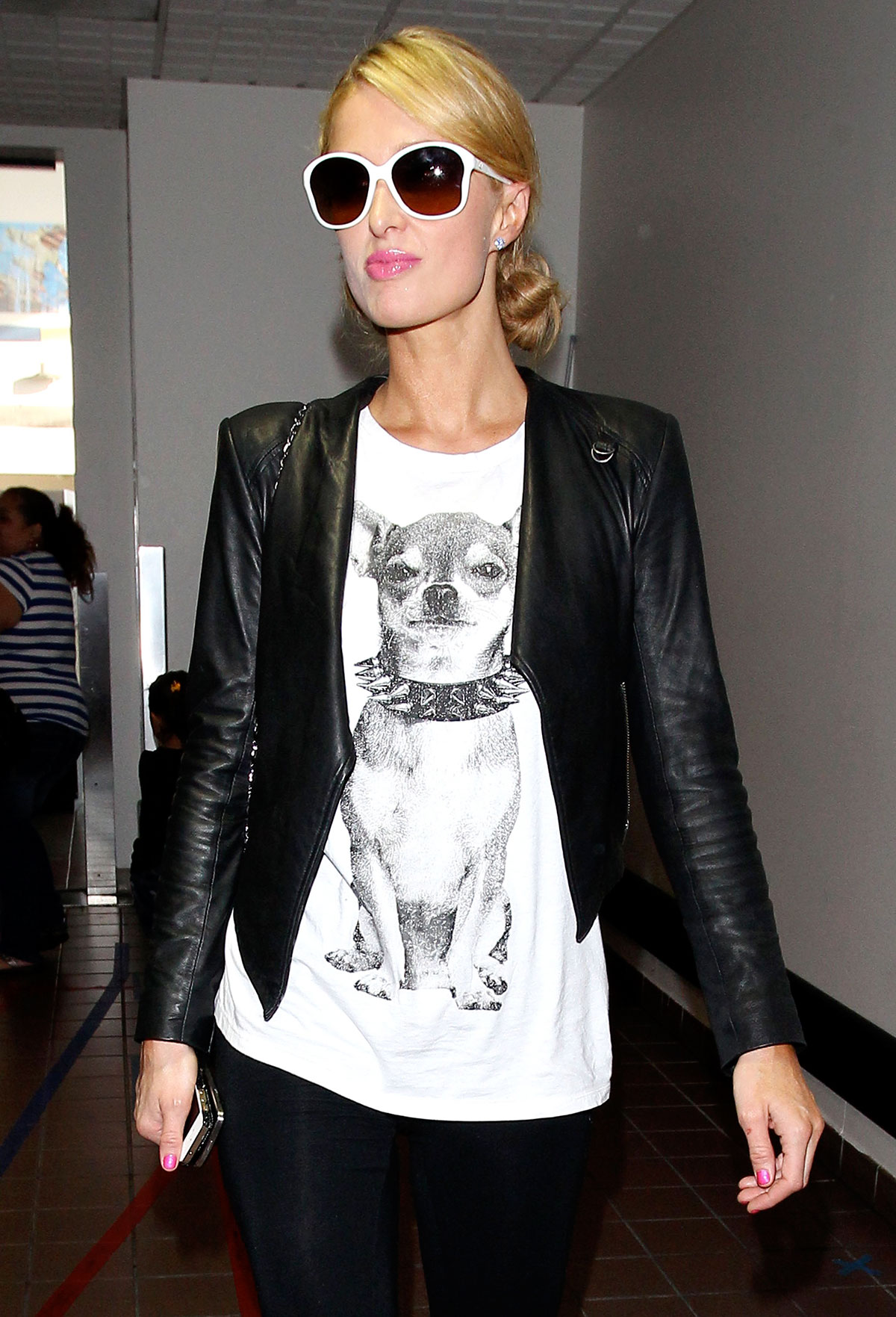 Paris Hilton walking through LAX airport