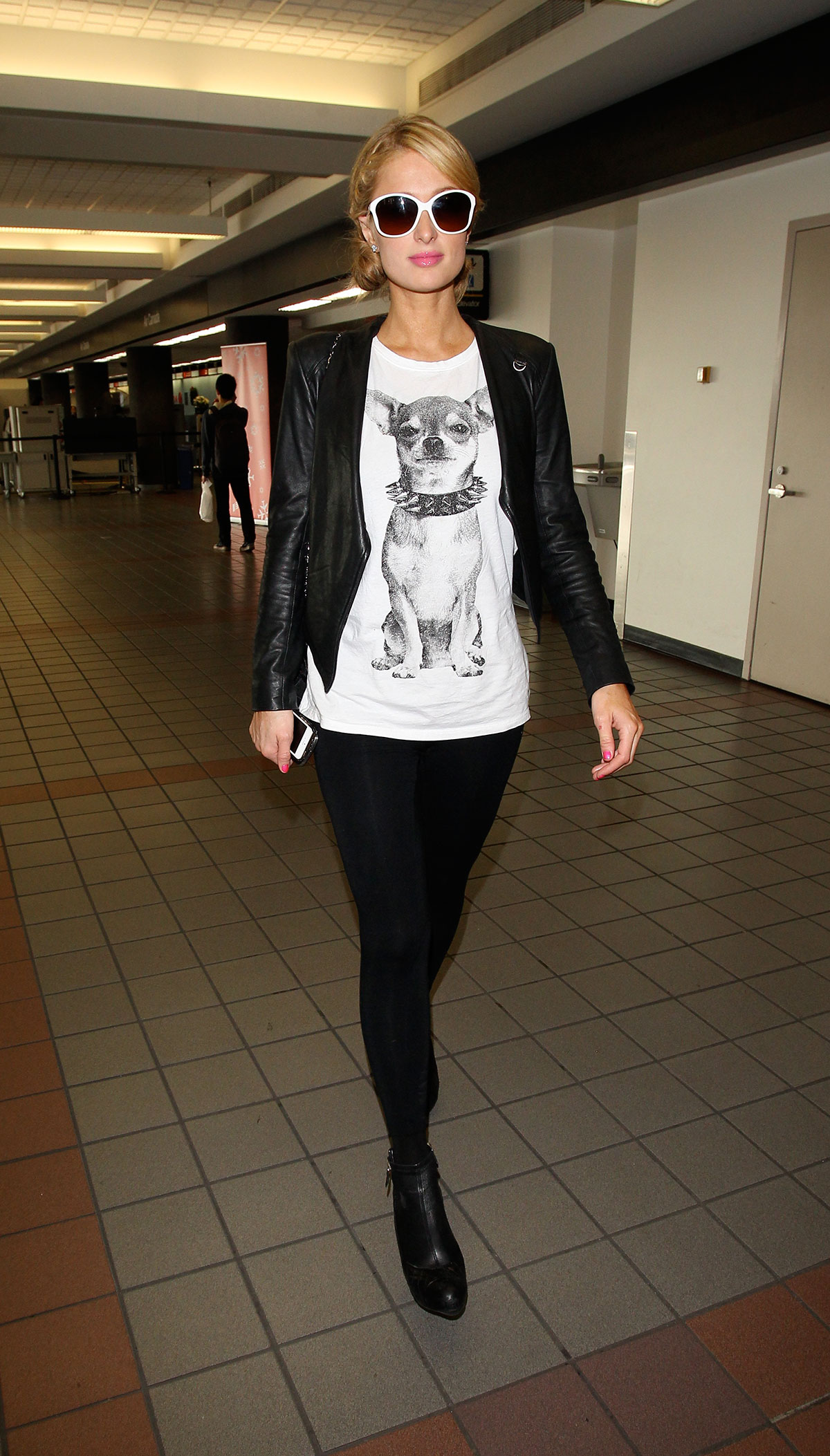 Paris Hilton walking through LAX airport