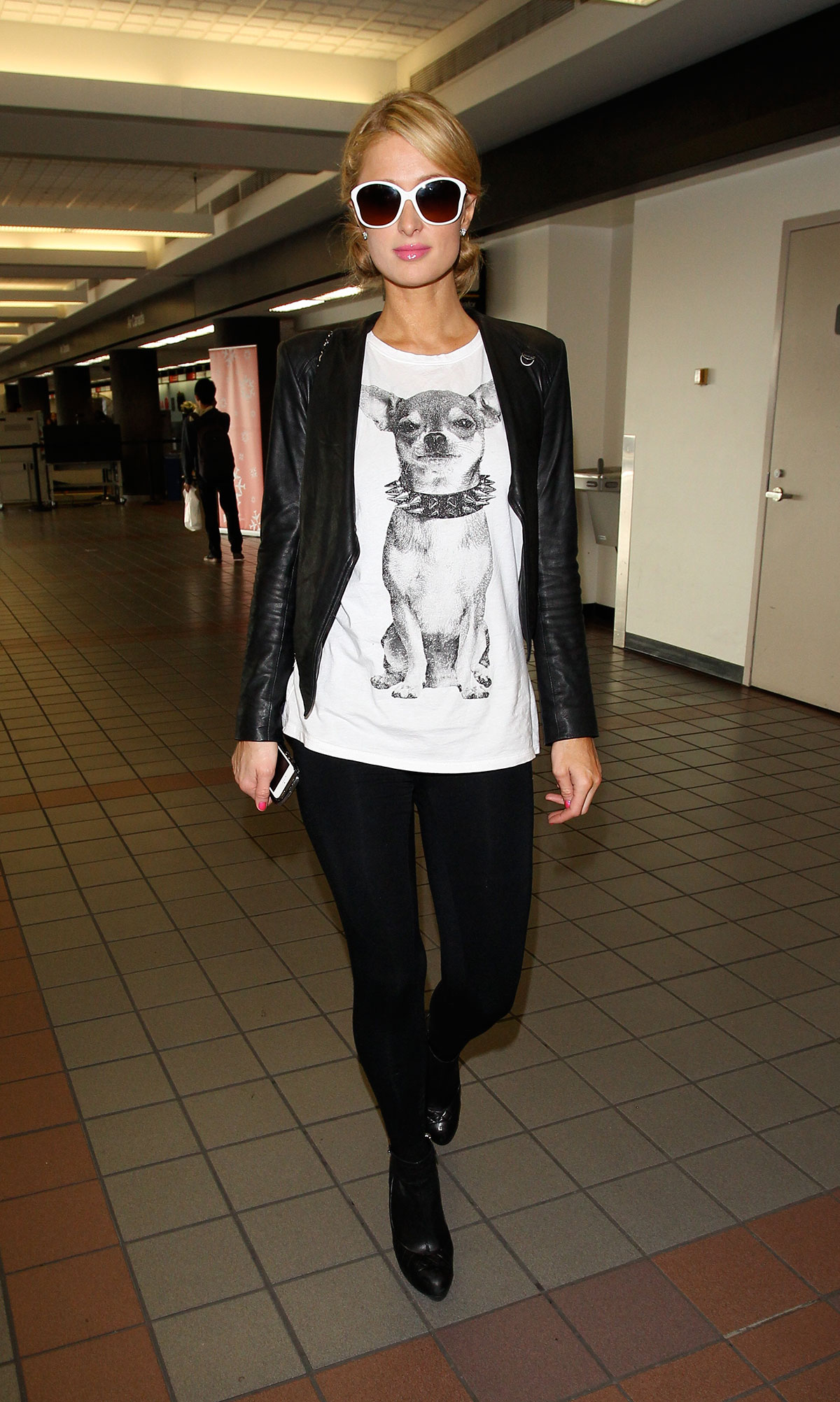 Paris Hilton walking through LAX airport