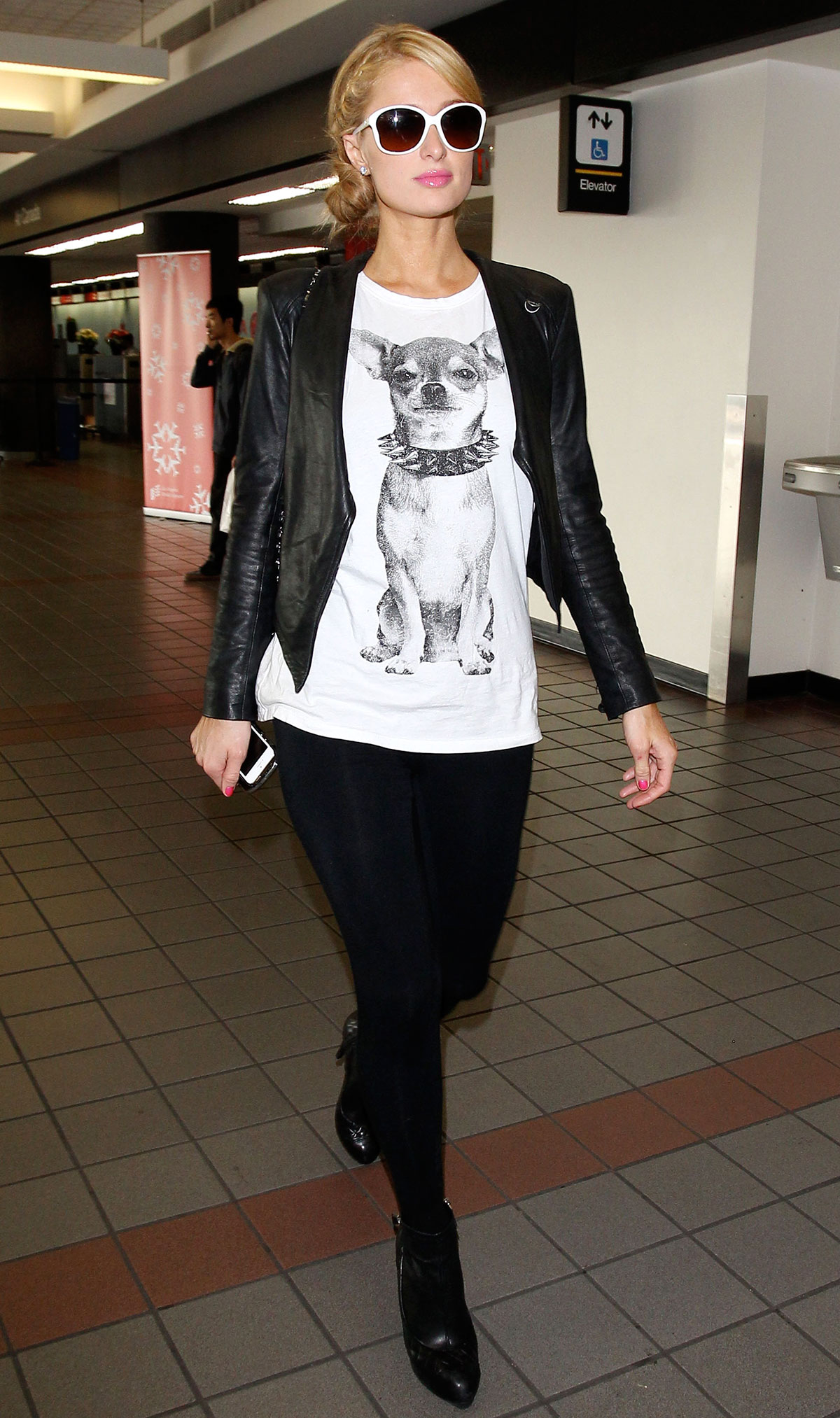 Paris Hilton walking through LAX airport