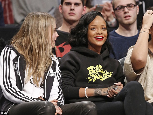 Cara Delevingne at a game between the Brooklyn Nets and the Atlanta Hawks