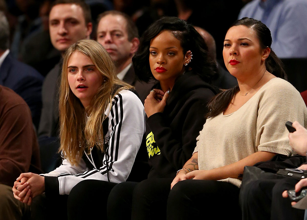 Cara Delevingne at a game between the Brooklyn Nets and the Atlanta Hawks