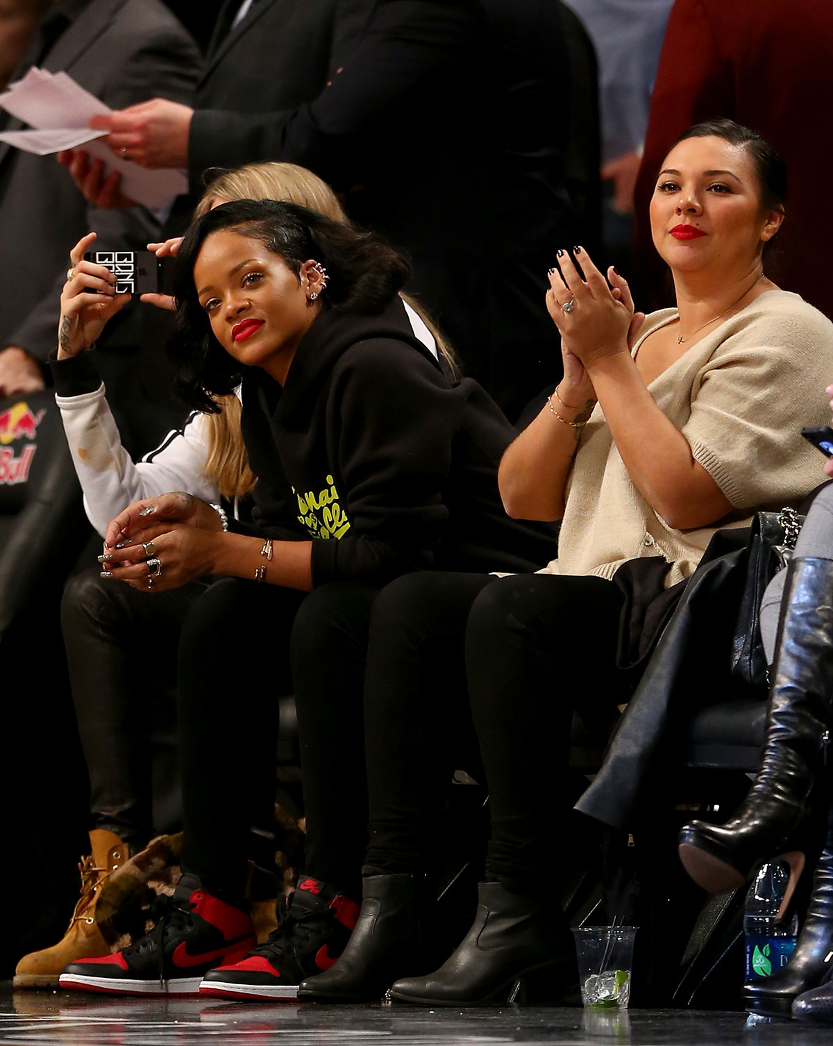 Cara Delevingne at a game between the Brooklyn Nets and the Atlanta Hawks