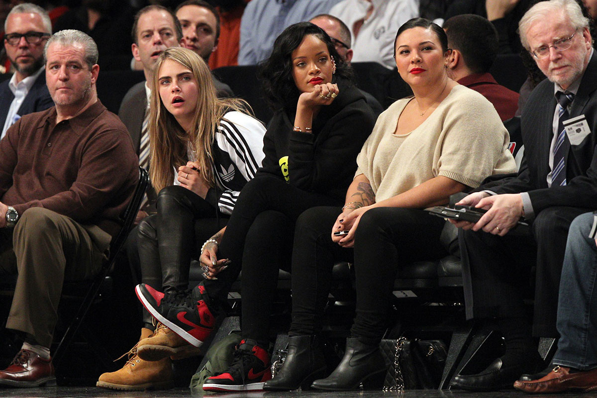 Cara Delevingne at a game between the Brooklyn Nets and the Atlanta Hawks