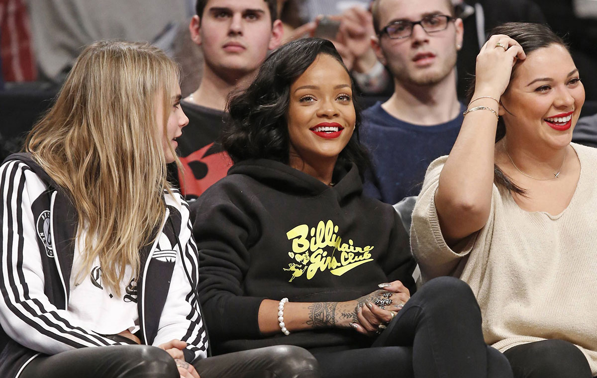 Cara Delevingne at a game between the Brooklyn Nets and the Atlanta Hawks