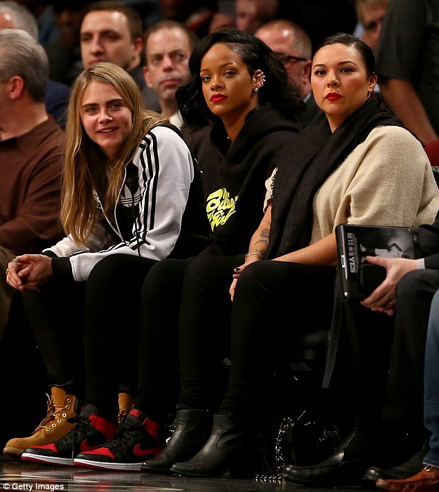 Cara Delevingne at a game between the Brooklyn Nets and the Atlanta Hawks